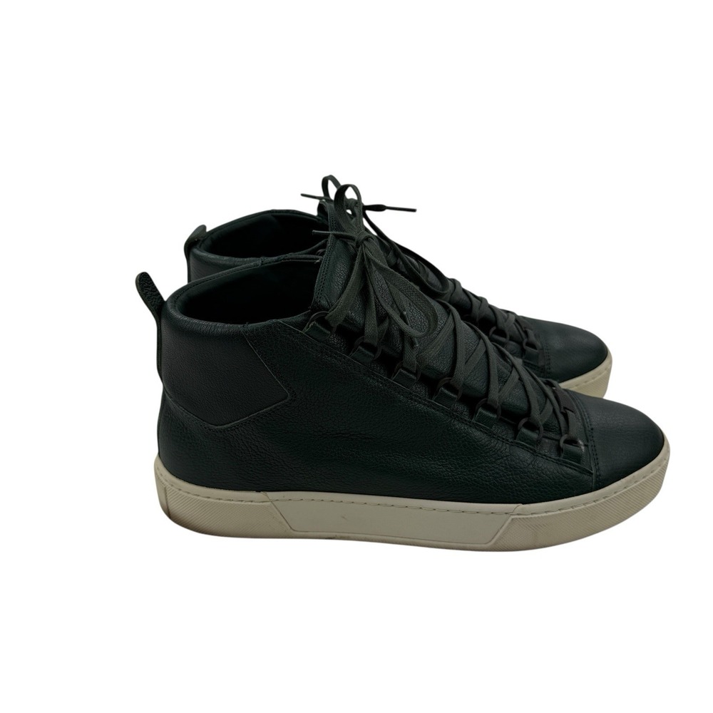 Balenciaga Green Leather High Top Designer Shoes Men's Size‎ 44 Style 449678 - Picture 4 of 12